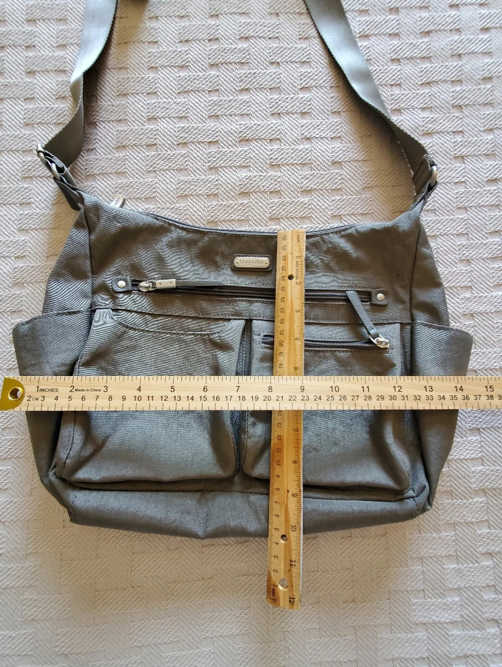 Baggallini Anywhere Large Hobo Tote Bag - Charcoal/Taupe